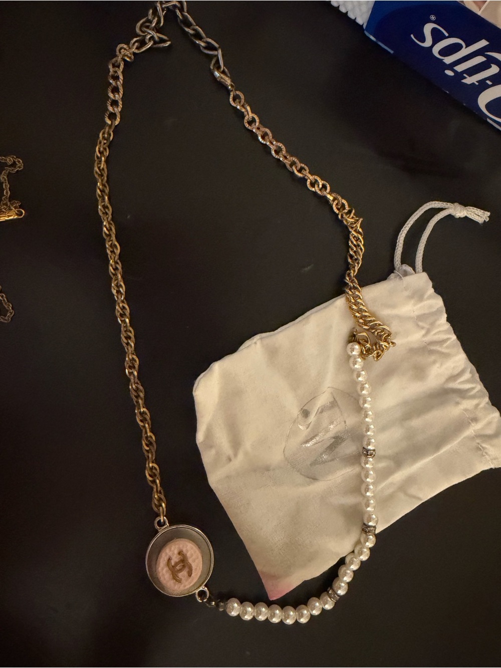 Gold and Cream Pearl Crossbody Charm Chain